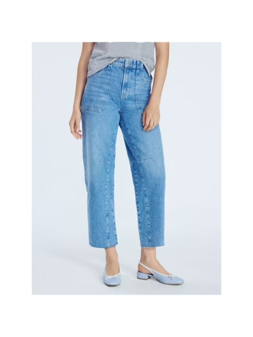 Free Assembly Carpenter Barrel Leg High Rise Utility Blue Jeans Size 14 NWT